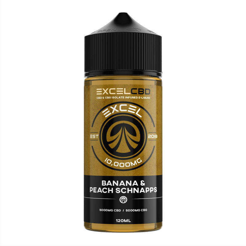 Banana & Peach Schnapps - Excel CBD 10,000mg CBD/CBG 120ML Banana & Peach Schnapps - Excel CBD 10,000mg CBD/CBG 120ML